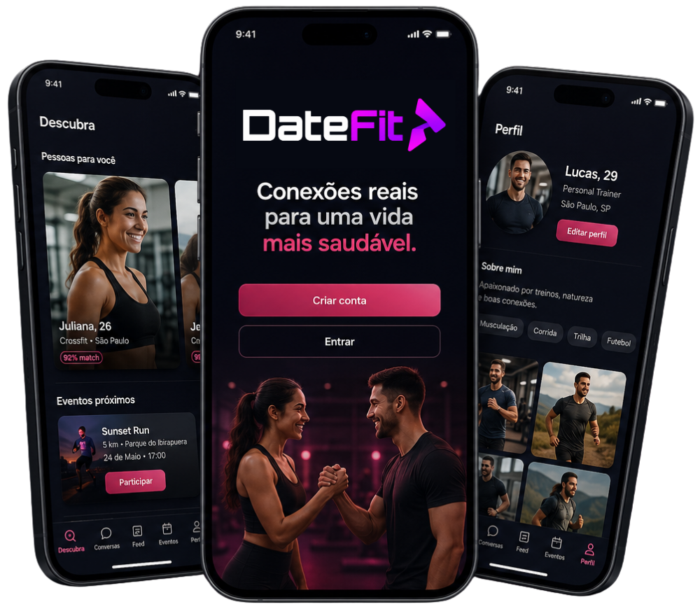 Telas do aplicativo DateFit